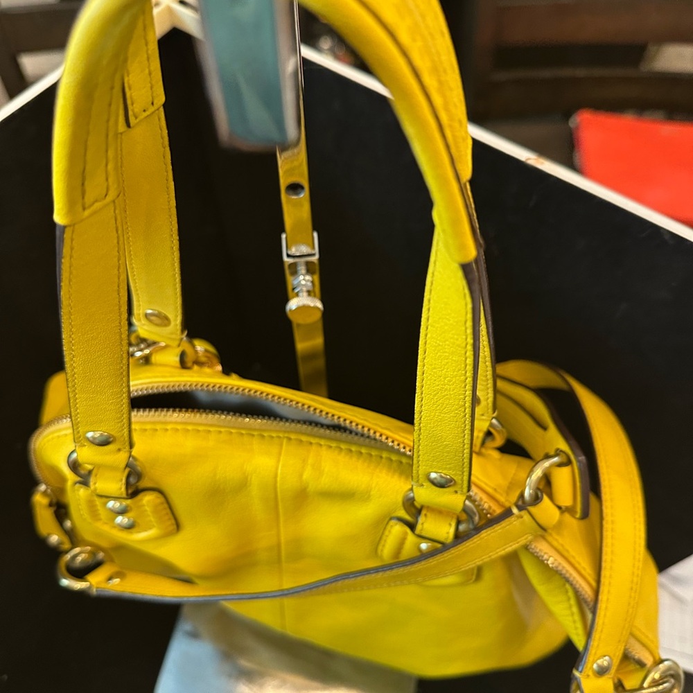 Coach 2013 Bright Yellow Leather Tote with Charm Detail. Gorgeous color - Picture 9 of 12